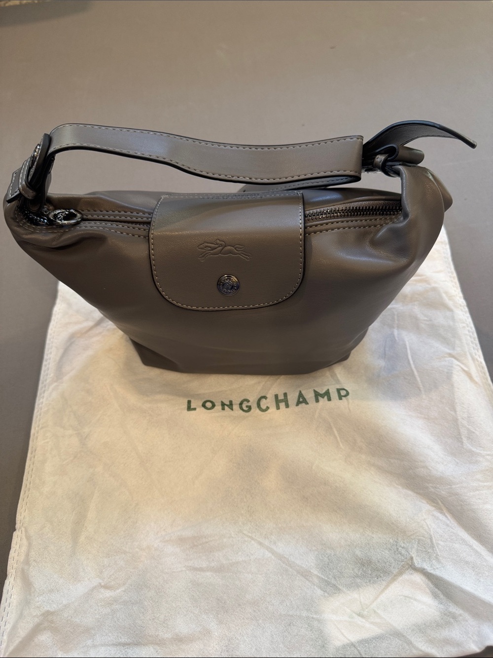 Longchamp Small Le Pliage Handbag in Taupe Gray